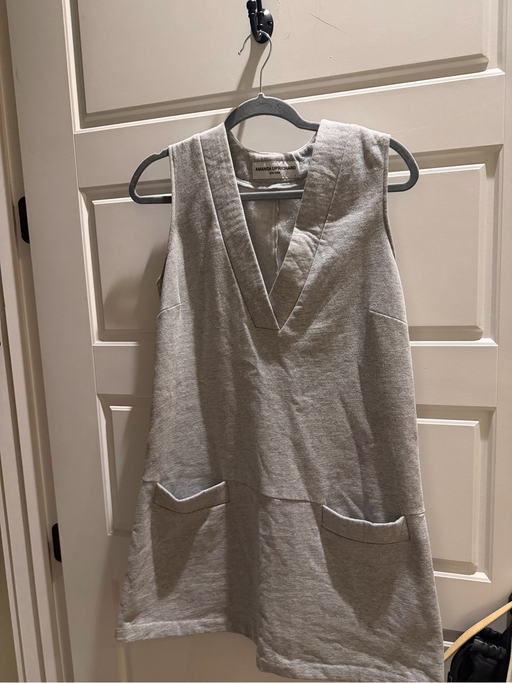 Amanda Uprichard Light Gray Sleeveless V-Neck Tunic